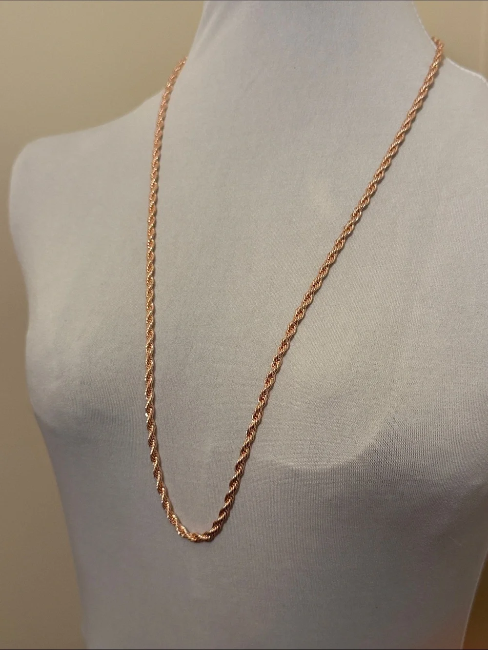 Elegant Rose Gold Rope Chain Necklace - Women Jewelry